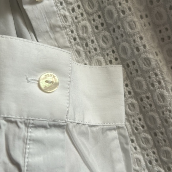 PINK Thomas Pink London Carmen crisp white lace front button-up blouse size 10 - Picture 6 of 13
